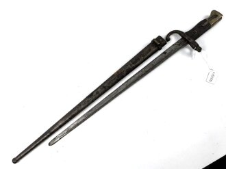 Frankreich, Seitengewehr Gras für Kadetten, sogenanntes  "Scolair-Modell", Klingenspitze vorschriftsmässig abgerundet, Holzgriffschalen, Nummer auf Parierstange, seltenes Stück