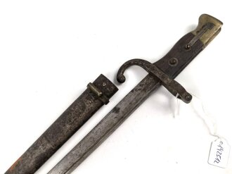Frankreich, Seitengewehr Gras für Kadetten, sogenanntes  "Scolair-Modell", Klingenspitze vorschriftsmässig abgerundet, Holzgriffschalen, Nummer auf Parierstange, seltenes Stück