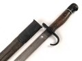 Großbritannien, Seitengewehr 1911 Pattern Enfield P07 Hooked Quillon Bayonet  seltene Scheide des 1.Modells, Hersteller Sanderson, Scheidenblech und Griffteile nachlackiert
