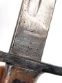 Großbritannien, Seitengewehr 1911 Pattern Enfield P07 Hooked Quillon Bayonet  seltene Scheide des 1.Modells, Hersteller Sanderson, Scheidenblech und Griffteile nachlackiert
