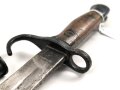 Großbritannien, Seitengewehr 1911 Pattern Enfield P07 Hooked Quillon Bayonet  seltene Scheide des 1.Modells, Hersteller Sanderson, Scheidenblech und Griffteile nachlackiert