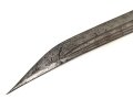 Russland, Kaukasus 19.Jahrhundert, Horngriffschalen  mit Beschlägen aus verschiedenen arabischen und einer spanischen Münze,  Klinge scharf mit 3 Hohlbahnen und Rosettenmarke, oberflächlicher Rost, Gesamtlänge 77,5 cm,