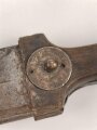 Russland, Kaukasus 19.Jahrhundert, Horngriffschalen  mit Beschlägen aus verschiedenen arabischen und einer spanischen Münze,  Klinge scharf mit 3 Hohlbahnen und Rosettenmarke, oberflächlicher Rost, Gesamtlänge 77,5 cm,