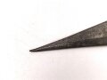 Russland, Kaukasus 19.Jahrhundert, Horngriffschalen  mit Beschlägen aus verschiedenen arabischen und einer spanischen Münze,  Klinge scharf mit 3 Hohlbahnen und Rosettenmarke, oberflächlicher Rost, Gesamtlänge 77,5 cm,