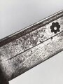 Russland, Kaukasus 19.Jahrhundert, Horngriffschalen  mit Beschlägen aus verschiedenen arabischen und einer spanischen Münze,  Klinge scharf mit 3 Hohlbahnen und Rosettenmarke, oberflächlicher Rost, Gesamtlänge 77,5 cm,
