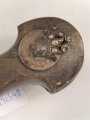 Russland, Kaukasus 19.Jahrhundert, Horngriffschalen  mit Beschlägen aus verschiedenen arabischen und einer spanischen Münze,  Klinge scharf mit 3 Hohlbahnen und Rosettenmarke, oberflächlicher Rost, Gesamtlänge 77,5 cm,