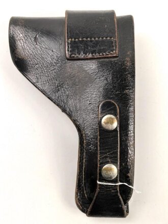 Pistolentasche schwarzes Leder, Alter und Herkunft unbekannt