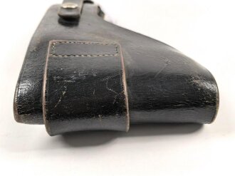 Pistolentasche schwarzes Leder, Alter und Herkunft unbekannt