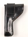 Pistolentasche schwarzes Leder, Alter und Herkunft unbekannt
