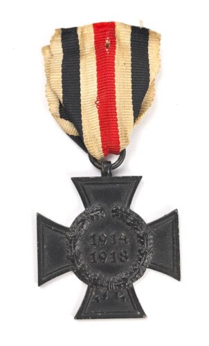 Ehrenkreuz für Witwen und Waisen, Hersteller R.V. 6 Pforzheim, Band beiliegend