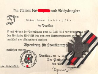 Ehrenkreuz für Frontkämpfer am Band, Hersteller...