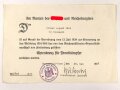Ehrenkreuz für Frontkämpfer mit Band, Hersteller G19 mit Verleihungsurkunde, ausgestellt Berncastel Cues 1935