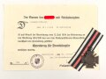 Ehrenkreuz für Frontkämpfer mit Band, Hersteller G4 mit Verleihungsurkunde, ausgestellt Ravensburg 1935