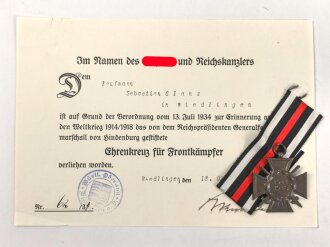 Ehrenkreuz für Frontkämpfer mit Band,...