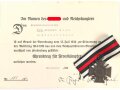 Ehrenkreuz für Frontkämpfer mit Band, Hersteller 0.5 mit Verleihungsurkunde, ausgestellt Montabaur 1934