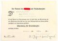 Ehrenkreuz für Frontkämpfer mit Band, Hersteller 0.5 mit Verleihungsurkunde, ausgestellt Montabaur 1934
