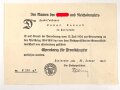 Ehrenkreuz für Frontkämpfer mit Band, Hersteller L.NBG mit Verleihungsurkunde, ausgestellt Karlsruhe 1935