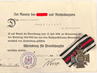 Ehrenkreuz für Frontkämpfer mit Band,...
