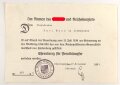 Ehrenkreuz für Frontkämpfer mit Band, Hersteller L.NBG mit Verleihungsurkunde, ausgestellt Göppingen 1934
