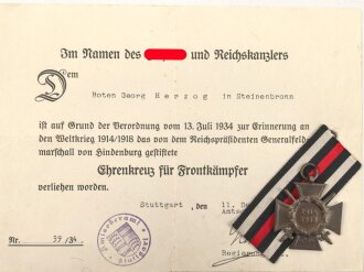Ehrenkreuz für Frontkämpfer mit Band,...