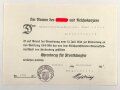 Ehrenkreuz für Frontkämpfer mit Band, Hersteller BGC im Dreieck,  mit Verleihungsurkunde, ausgestellt Waldshut 1934