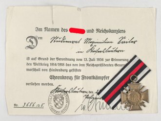 Ehrenkreuz für Frontkämpfer mit Band,...