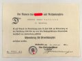 Ehrenkreuz für Frontkämpfer am Band, ohne Hersteller ,  mit Verleihungsurkunde, ausgestellt Weißenfels 1935