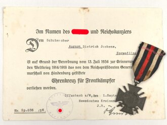 Ehrenkreuz für Frontkämpfer am Band, Hersteller...