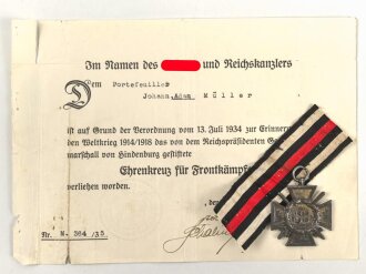 Ehrenkreuz für Frontkämpfer mit Band, ohne...