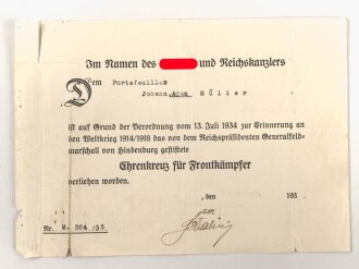 Ehrenkreuz für Frontkämpfer mit Band, ohne...