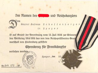 Ehrenkreuz für Frontkämpfer am Band, Hersteller...