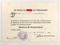 Ehrenkreuz für Kriegsteilnehmer am Band, Hersteller O.14 ,  mit Verleihungsurkunde, ausgestellt Birkenfeld 1934