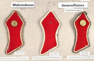 Österreich, Sammlung Rangabzeichen des Gardebataillon, auf Karton getackert