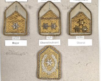 Österreich, Sammlung Rangabzeichen für das Hemd, auf Karton getackert