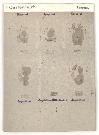 Österreich, Sammlung Rangabzeichen Unteroffiziere, auf Karton getackert