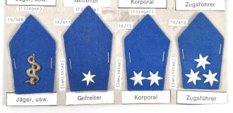 Österreich, Sammlung Rangabzeichen, auf Karton getackert