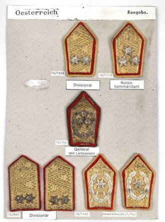 Österreich, Sammlung Rangabzeichen General, auf...