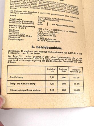 D.(Luft)T. 3211 F u. J, 1 u. 2 Motoren-Karte "Jumo 211 F u. J Baureihen 1 u. 2" Ausgabe Juli1942
