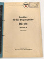"Kennblatt für das Flugzeugmuster Bü 181 Baureihe B" datiert 1942, DIN A4, gelocht