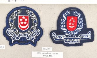 Singapur, Sammlung Ärmelabzeichen, auf Karton getackert