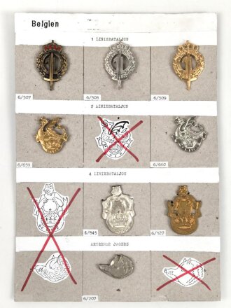 Belgien, Sammlung verschiedener Barettabzeichen
