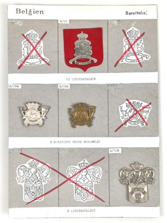 Belgien, Sammlung verschiedener Barettabzeichen