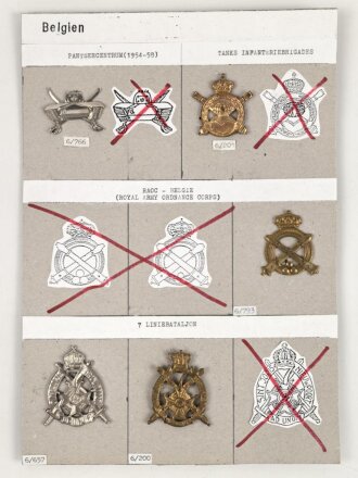 Belgien, Sammlung verschiedener Barettabzeichen