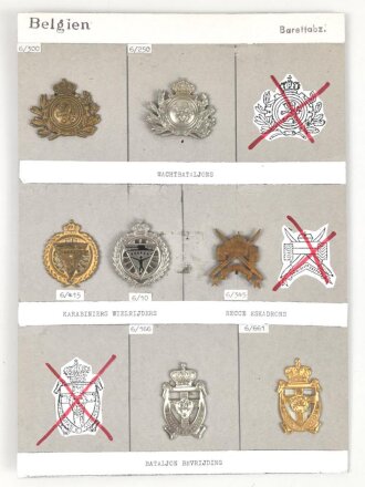 Belgien, Sammlung verschiedener Barettabzeichen