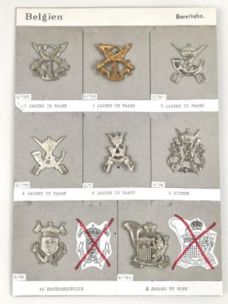 Belgien, Sammlung verschiedener Barettabzeichen