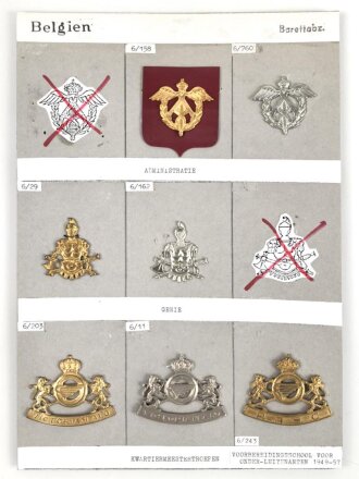 Belgien, Sammlung verschiedener Barettabzeichen