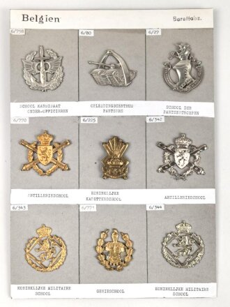 Belgien, Sammlung verschiedener Barettabzeichen