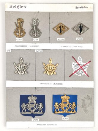 Belgien, Sammlung verschiedener Barettabzeichen