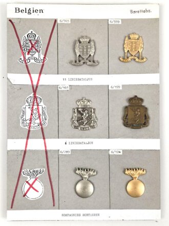 Belgien, Sammlung verschiedener Barettabzeichen
