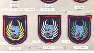 Belgien, Sammlung Ärmelabzeichen Luftwaffe, auf Karton getackert